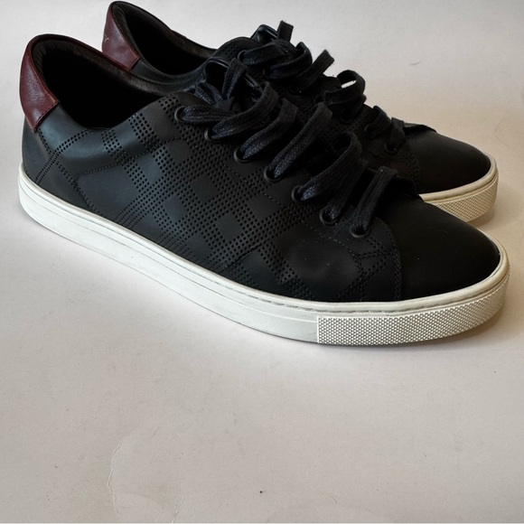 Burberry Perforated Check Leather Sneakers - Picture 1 of 9